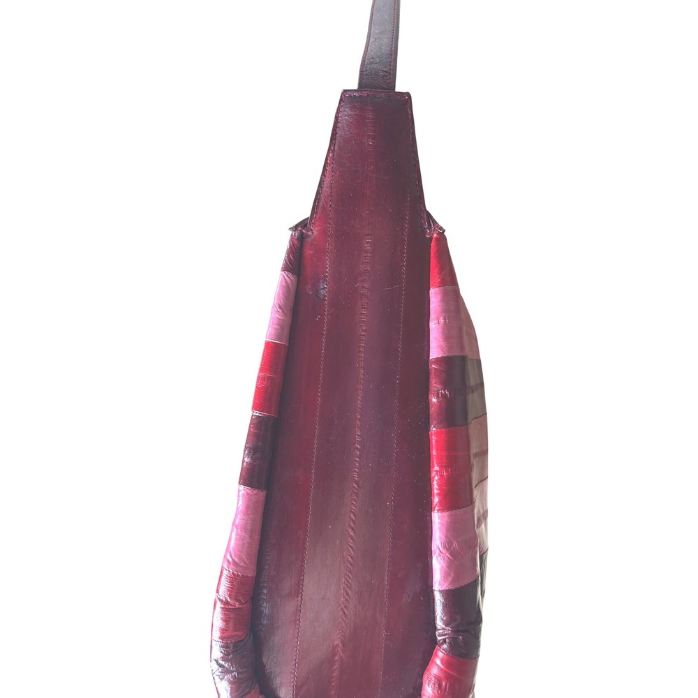 Vintage‎ Lee Sands Pink/ Red/ Burgandy  Eel Skin Leather Shoulder Bag Unique - Picture 10 of 15